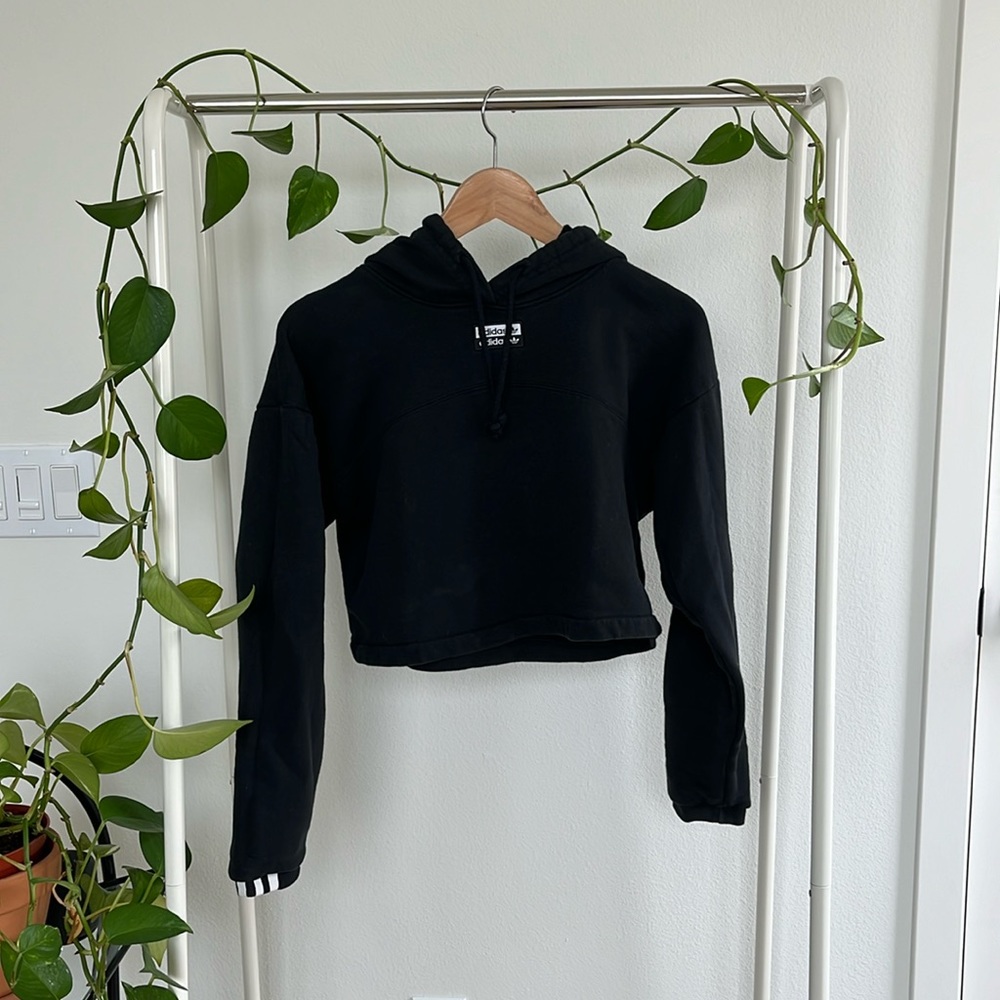 Adidas Cropped Hoodie Black in Small